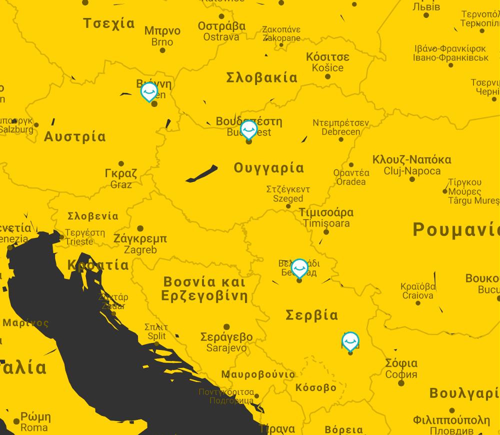 map budapest vienna belgrade