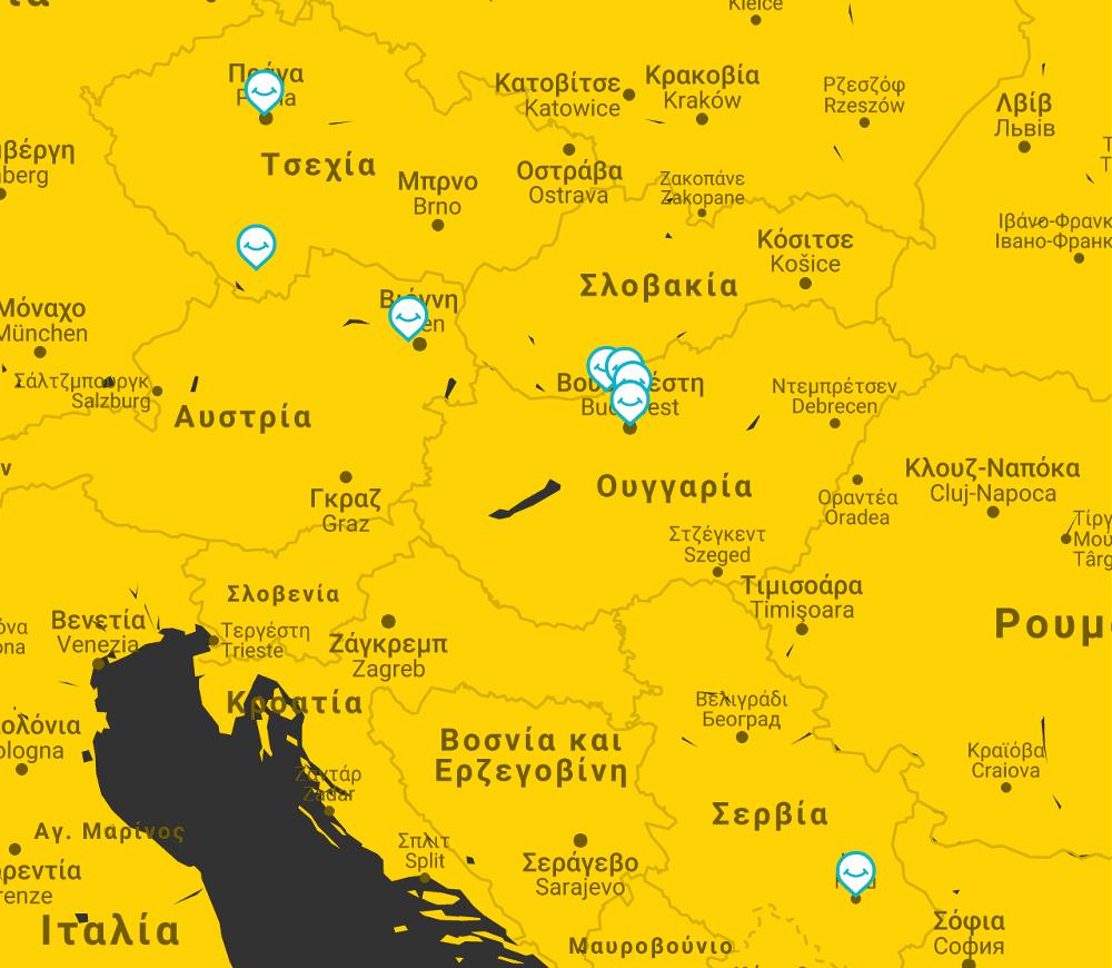 map budapest vienna prague